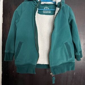Primary 4-5T Green Lined Kids Zip-Up Hoodie